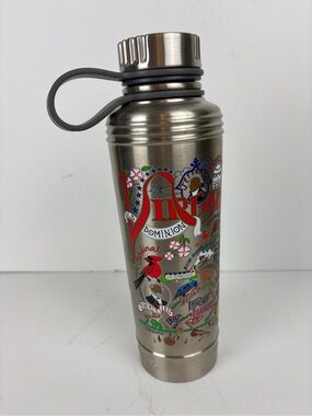 Catstudio Virginia State-Stainless Steel Thermal Travel Bottle - Silver-EUC